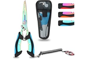 supregear Pince de Pêche, Outils en Acier Inoxydable Multicolore avec Anneau Fendu, Extracteur D'hameçons, Coupe-Ligne, Étui, Cordon, Équipement de Pêche Résistant à l'eau Salée