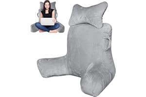 Suewidfay Lesekissen im Bett für Erwachsene, 90x80cm(LxH) Extra groß Rückenkissen zum Lesen mit Abnehmbarer Nackenrolle und Stützarm zum, Komfortkissen Lesekissen für Bett Couch oder Boden-Rückenlehne