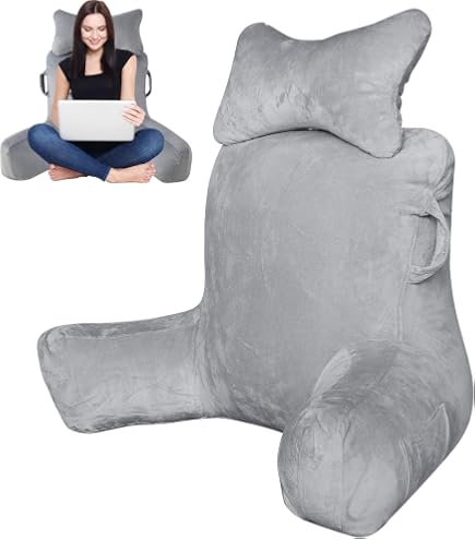 Oreiller Soutien Dos Avec Bras Ergonomique – Coussin Lit Canapé Lecture Multifonction, Confort Lombaire Optimal