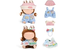 (2 Confezione) XMBYGY Abbigliamento Bambola per Labubu (per Piedi/Seduta 17/15cm Bambola)(NO Bambola) - Accessori Vestiti per Bambole Outfit Abbigliamento Gonna e Cappello per Ragazze e Donna
