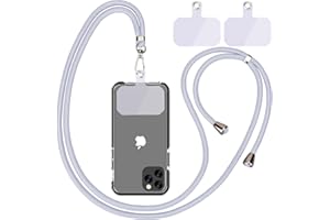 LINKBRO Uniwersalny łańcuszek na telefon komórkowy, smycz na telefon komórkowy, uniwersalny telefon komórkowy wiszący na szyi, z podkładką, smycz na telefon, regulowana i zdejmowana, (1 szara)