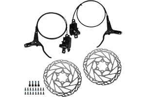 DREAMDASH Kit Frein Hydraulique Velo, Avant Droit 750 mm, Arrière Gauche 1600 mm, 2 Pistons, Disque de Frein 160 mm à 6 Boulons, Alliage d'aluminium, Compatible avec VTT, Vélo de Ville Route