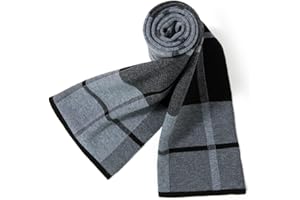 Villand Australian Merino Wool Tartan Knitted Scarf for Men, Checked Winter Warm Thick Soft Neckwear with Gift Box, 180 × 30 cm