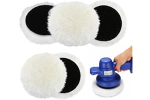 YUFFQOPC Polierpads 150mm,5 Stück Lammwolle Polierpads Polierscheiben Polierhauben Polieraufsatz Kompatibel mit Bosch Exzenterschleifer, für Auto, Autoscheinwerfer, Korkböden,Weiße