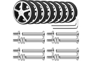 Volein- Juego de 8 ruedas de repuesto para equipaje de 2,09 pulgadas/53 mm, juego de reparación de ruedas giratorias de 360 grados, ruedas giratorias de goma de PVC universales lisas, juego de herrami