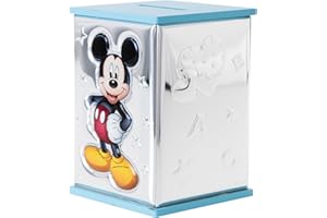 VALENTI & CO. – Disney Baby – Topolino - Salvadanaio Bambini in Argento Colorato, Idea Regalo Bambino