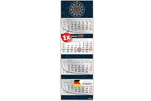 PRIMUS-PRINT.DE Primus Print Calendrier mural XXL 2026 – Calendrier mural 4 mois – Avec curseur de date, calendrier à suspendre – Avec jours fériés et vacances – Différents motifs – 1 x signe du zodiaque