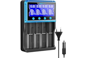 Keenstone Akku Ladegerät Universal, Akku Ladegerät LCD Smart Batterie Ladegerät für NI-MH NI-CD AA AAA Li-Ion LiFePO4 IMR l8650 18500 18350 17670 17500 16340 14500 10440 RCR123 26650 RCR Batterie