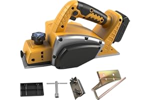 JOJOCY Cordless Electric Hand Planer Compatible with Dewalt 20V Battery, 15000RPM Brushless Power Wood Planer for Woodworking Carpenter Home DIY (Yellow)
