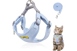 GRANTOP Katzenleine Set, Polyester Verstellbares Katzengeschirr Mit Leine, Ausbruchsicher für Kitten Und Hunde (Blau -S)