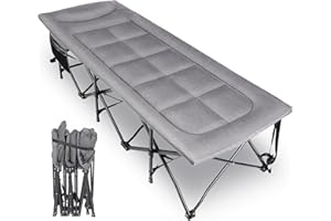 ‎REDCAMP REDCAMP Campingbett Feldbett Klappbar mit Auflage für Erwachsene, XXL 190 x 71 x 38 cm Faltbar Feldbettauflage mit Matratze Topper für Camping Garten Innen Outdoor