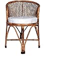 Avika Wooden Bamboo Cane Dining Chair with Cushion India | Arm Rest Chairs for Home | Office | Balcony | Garden | Living Room | Indoor & Outdoor Chair for Kids & Adults | Medium Size