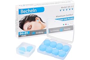 BECHELN Reusable Silicone Ear Plugs, Waterproof Noise Cancelling EarPlugs for Sleeping, Mowing, Swimming, Airplanes, Concerts