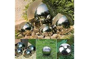 SARRAH Caprican Set of 4 Silver Stainless Steel Spheres Gazing Balls Mirror Garden 20 10 15CM Ornament Decoration Floating Weather Proof Lightweight
