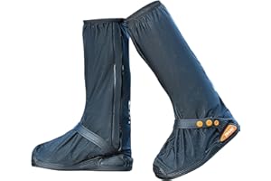 TSJLIKI Schuhüberzieher Wasserdicht, Verdickt Überschuhe Wasserdicht Mehrweg Regenstiefel-Schuhabdeckung Rutschfest mit Reflektorstreifen Regenschutz Schuhe