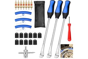Kigniote Reifenmontierhebel Reifen Montiereisen 27Stück Reifenmontage Werkzeug Reifenlöffel Montierhebel Reifenheber Motorrad E Scooter Auto Fahrrad mit 3 Felgenschutz Reifenmontiergerät