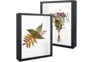 LOPYXBR 2PCS Black Shadow Box Frame 8x10 Inch Black Box Frames for Crafts 3D Deep Boxes Frames 3D Picture Frame for Photos Memory Crafts Flowers Wedding, Depth 1.97 Inch