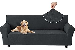 Ystyle Copridivano 3 Posti Con Braccioli, Universale Copridivani Elastici, Copridivano Antigraffio Gatto Lavabile, Stretch Sofa Cover Antimacchia, Copertura Divano Antiscivolo, Grigio Scuro