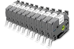 10X Pristar Compatible para Brother TZe-231 TZe231 TZ-231 TZe 12mm Negro sobre Blanco Laminado para Brother PT-H100 P900W H110 E550WVP H107B D210 P750W D400 H105 E110VP