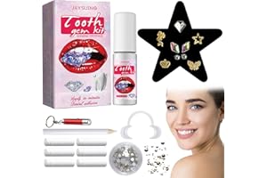 DGUSO Zahn Edelstein Set DIY Zahnschmuck Set, Zahnstein Schmuck Tooth Gem Zahnstein Set Tooth Gem Kit, Für Reflektierende Zahnverzierungs Mit 1 Mundöffner und 6 Unterschiedlich Geformten Zahnbohrer