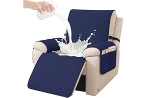 ‎YSTELLAA YSTELLAA Sesselschoner Wasserdichter 1 Sitzer, Sesselschoner Für Relaxsessel Mit Taschen, Sessel Bezug Anti-Rutsch Kratzfest, Sesselschoner Mit Armlehne, Für Kindern Und Haustieren, Dunkelblau
