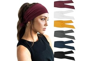 DRESHOW 6 Pièces Bandeau Cheveux pour Femme Boho Bandeaux Vintage Imprimé Tête Enveloppe Extensible Hairband Twisted Cute Hair Accessoires