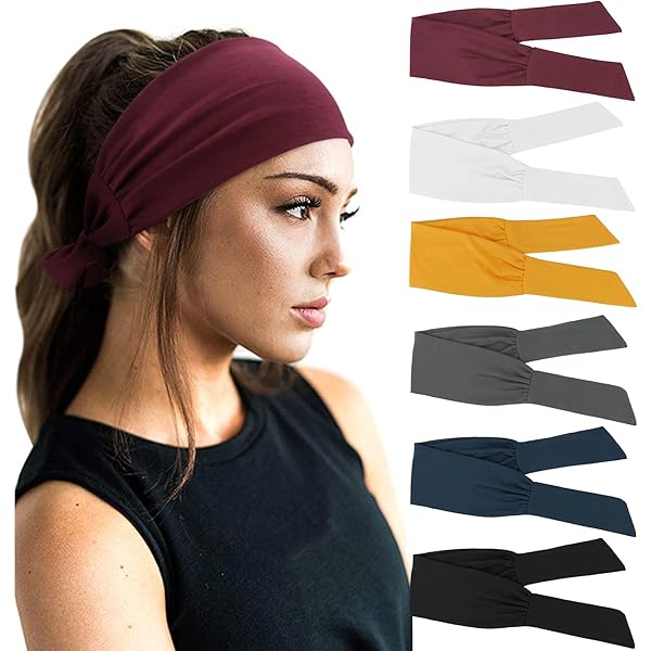 Confezione da 6 fasce per capelli da donna, stile bohemien, con nodo largo, elastiche, a forma di croce incrociata, per yoga, per attività all'aperto, per donne e ragazze