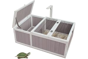 HiCaptain Tartaruga House Habitat per Tartarughe in Legno,Tartarugario da interno o esterno, grigio