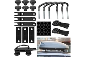 SUPRBIRD Fissaggio per Box da Tetto, 4 Pezzi Kit di Montaggio per Box da Tetto, Supporto da Parete a U Staffa Universale, con 8 Dadi Di Bloccaggio Per Impieghi Gravosi e 2 Bende, Larghezza Interna di 85mm