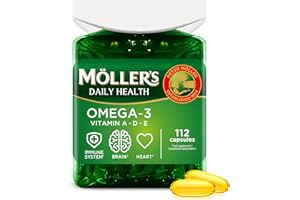 MÖLLER'S Moller’s ® | Capsules oméga-3 | Huile de poisson | Complément alimentaire nordique d'oméga-3 avec EPA, DHA, vitamines A, D et E | Marque vieille de 166 ans | Daily Health | 112 capsules