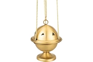 ‎MAMEMI MaMeMi Qualitäts-Weihrauchfass aus Messing, Gold. [Handarbeit, Höhe 10 cm] matt. Zum tradtionellen Räuchern mit Räucherkohle