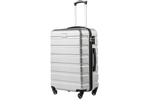 COOLIFE Hartschalen-Koffer Trolley Rollkoffer Reisekoffer ardschale Boardcase Handgepäck mit TSA-Schloss und 4 Rollen (Helles Silber, Großer Koffer)