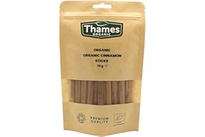 Organic True Ceylon Cinnamon Sticks (Quils) -70g - Ceylon, Non-GMO, No Additives, Preservatives, Raw, Vegan, Sri Lanka - Perfect for Baking, Cooking, Certified Organic - Thames Organic