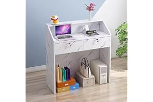 XJIE HOME Banco Reception con Cassetto Chiudibile A Chiave, Bancone Cassa, Tavolo Da Banco Cassa Al Dettaglio, Registratore Di Cassa Multifunzionale, Per Saloni Di Bellezza, Minimarket, Negozi Di Abbigliament