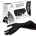 Farla Medical MediHands Disposable Large Nitrile Gloves - Powder Free and Latex Free Surgical Gloves - Multi-Purpose, Single Use Medical Gloves - Box of 100, Black