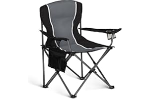 ‎HIGH POINT SPORTS HIGH POINT SPORTS Campingstuhl Faltbar Angelstuhl Klappbar 160 kg Belastbar Klappstuhl mit Armlehne Getränkehalter Stahlrahmen Tragbar Campingsessel
