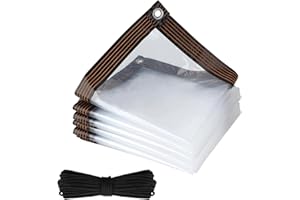 TSLBW Abdeckplane, Schutzhaube, wasserdichte Transparente Plane Mit ÖSen Und Seil, Wasserfest Abwaschbar Allzweckplane Und Schwarzes Regendichtes Abdeckseil, FüR Die Abdeckung Im Garten MöBel