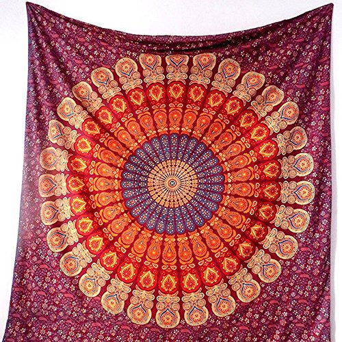 Ularma Mandala Bunt Wandteppiche Chiffon Gobelin 148cmX210cm Wandbehang (Rosa) - 4