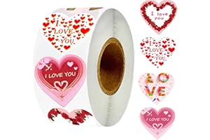 JXUANE Valentines Day Stickers,500 Pcs Love Heart Stickers for Valentines Day Valentines Day Gift Stickers Self Adhesive Valentines Roll Stickers Love Decorative Stickers
