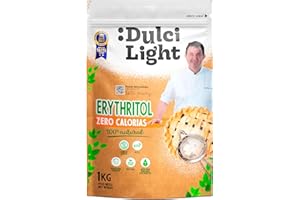 DULCI LIGHT DULCE Y FAVORABLE Dulcilight Érythritol Zéro Calorie 1Kg Saveur 100% Naturelle | Édulcorant Poudre Substitut de Sucre Sans OGM Keto Végétalien Sans Gluten | Sans Arrière-Goût Prends Soin de Tes Dents
