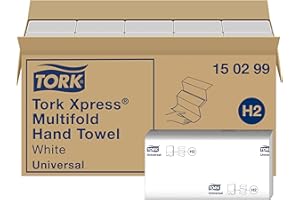 Tork Xpress Essuie-mains interfoliés - 150299 - Papiers d'essuyage pliés en Z qualité Universal pour Distributeur H2 - Essuie-mains en papier 2 plis blanc - 20 x 237 feuilles