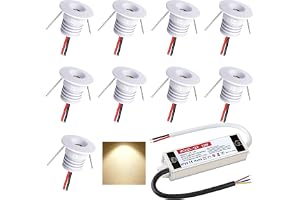 Takspotlights Infälld spotlight 1W 9 st Mini Infällda lampor 12V LED takspotlight sovrum badrum skåp carport trappa (vit, varm vit 3 000 K)