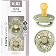 BIBS Colour Studio Soother 2-Pack, BPA Free Dummy Pacifier, Round Nipple. Natural Rubber Latex, Made in Denmark, Size 2 (6-18 Months), Jasmine Sage