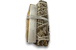 HOSTENATURA Atado Salvia Blanca, Palo Santo y Selenita | Ecológico y Sostenible | 100% Original | Kit Limpieza Energética