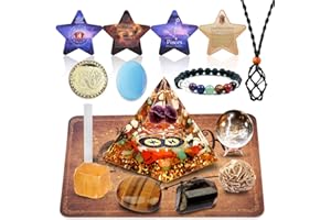 Yunoun Horoscope Orgone Pyramid, Healing Crystals, Zodiac Stones with Birthstones, Astrology, Reiki, Energy,Meditation(Pisces)