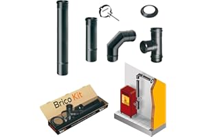 Canna Fumaria Kit Tubi Stufa a Pellet DN 80, Canale da Fumo con Elementi Componibili Rigidi in Acciaio al Ferritico, Nero Opaco, Spessore Minimo 8/10mm, Conforme Standard Marcatura CE | Brico Kit
