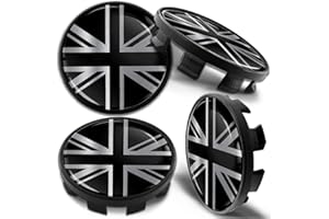 Biomar Labs 4 x 68mm Wheel Centre Alloy Hub Center Caps Compatible with BMW 36136783536 Hubcaps UK Flag Union Jack Silver CB 29