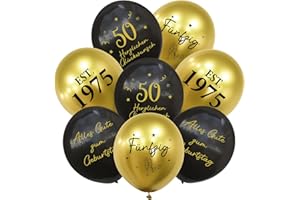 MONTRESTAR 24 Stück Deko 50. Geburtstag Luftballons Schwarz Gold, Ballons 50 Alles Gute zum Geburtstag, Happy Birthday Luftballon 50 Jahre für Mann Frauen 50 Geburtstagsdeko, Geburtstagsfeiern Deko