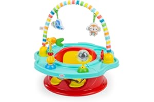 Bright Starts 3-in-1 SuperSeat Playful Paradise, Aktivitätssitz mit Spielzeug, Snack-Tablett, Sitzerhöhung, BPA-freies Tablett, Unisex, 6 Monate +