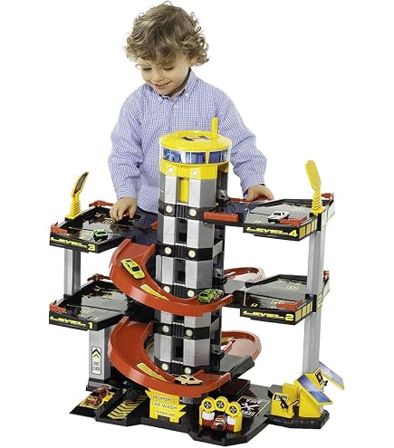 Garage Majorette Super Chase Center - 6 Niveaux, Ascenseur Motorisé, 5 Voitures Incluses